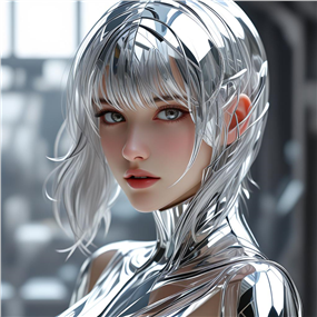 未来主义风格美女机器人图片